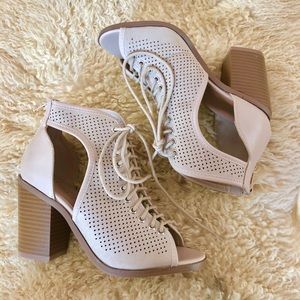 Yoki Lace-Up peep toe bootie/ankle boot